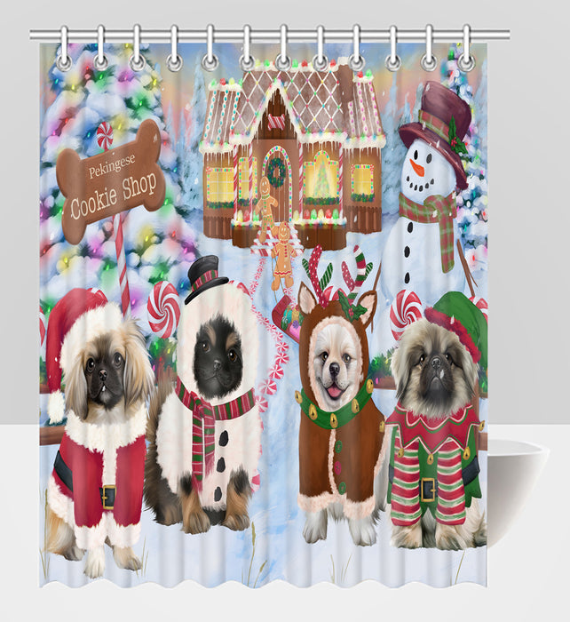 Holiday Gingerbread Cookie Pekingese Dogs Shower Curtain