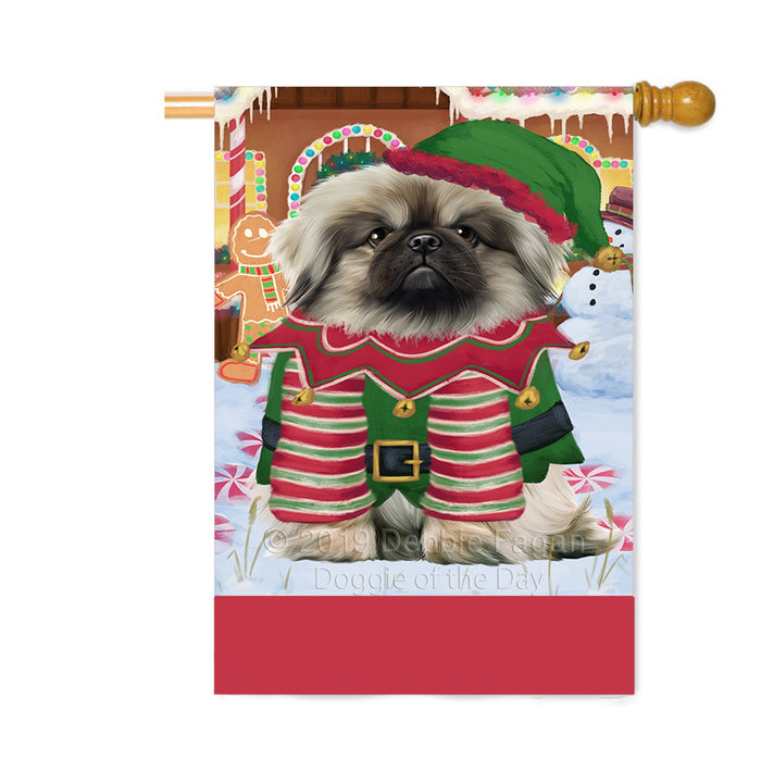 Personalized Gingerbread Candyfest Pekingese Dog Custom House Flag FLG63893