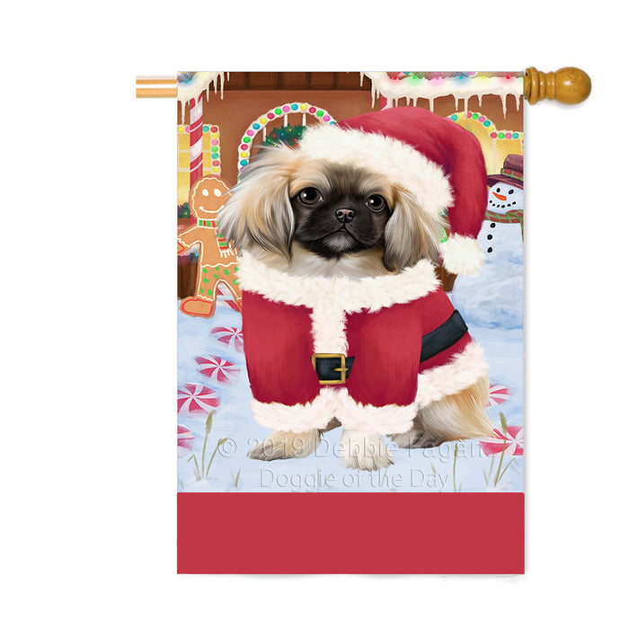 Personalized Gingerbread Candyfest Pekingese Dog Custom House Flag FLG63895