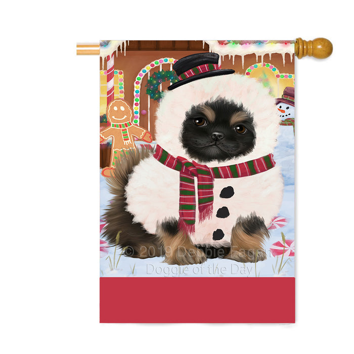 Personalized Gingerbread Candyfest Pekingese Dog Custom House Flag FLG63896