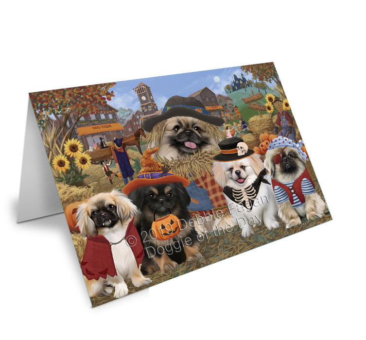 Halloween 'Round Town Pekingese Dogs Handmade Artwork Assorted Pets Greeting Cards and Note Cards with Envelopes for All Occasions and Holiday Seasons GCD77888