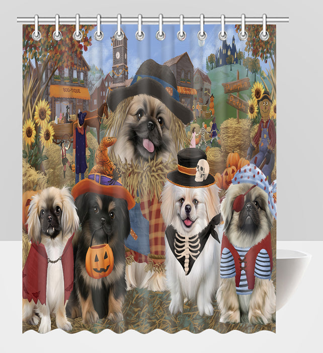 Halloween 'Round Town Pekingese Dogs Shower Curtain
