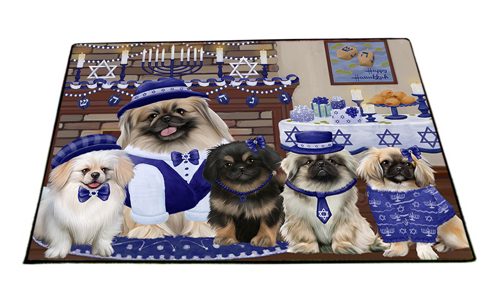 Happy Hanukkah Family Pekingese Dogs Floormat FLMS54170