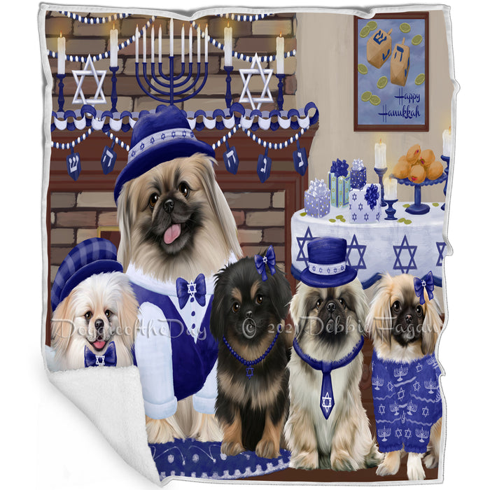 Happy Hanukkah Pekingese Dogs Blanket BLNKT144011