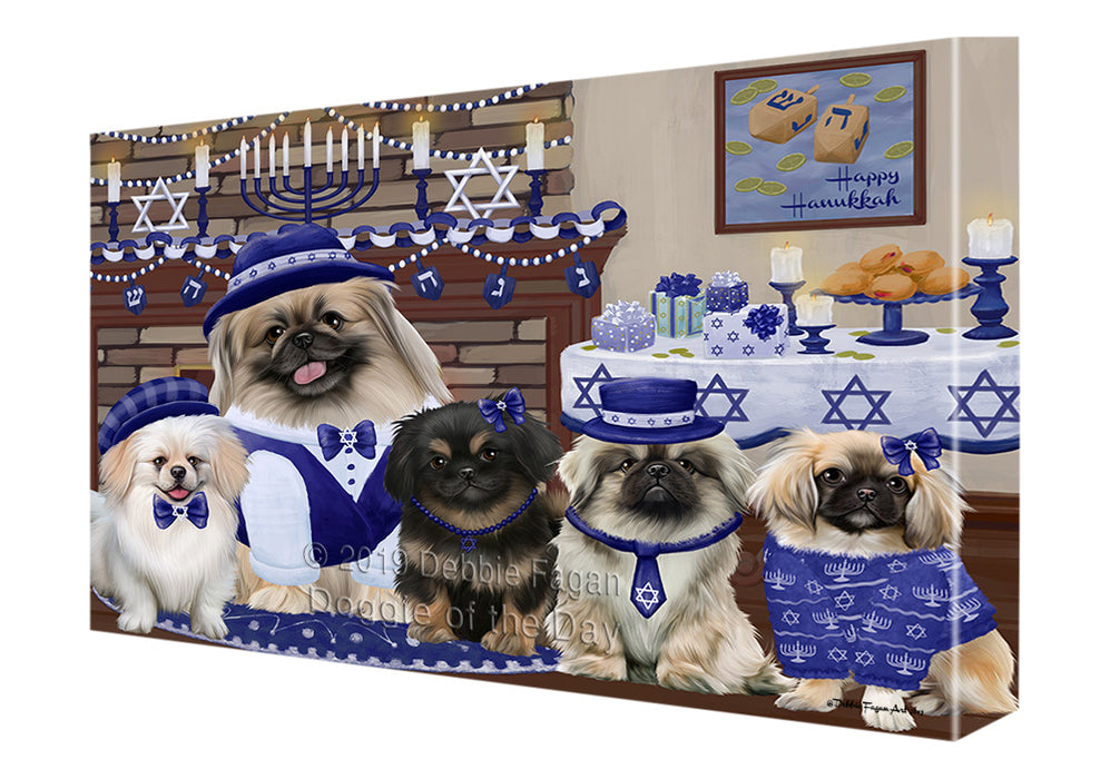 Happy Hanukkah Family Pekingese Dogs Canvas Print Wall Art Décor CVS141317