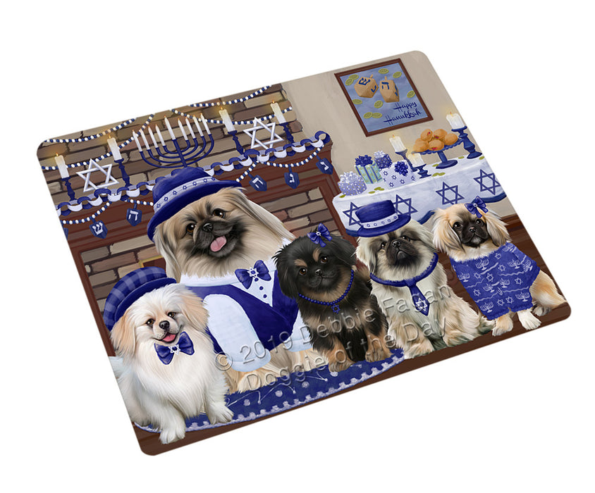 Happy Hanukkah Family Pekingese Dogs Cutting Board - For Kitchen - Scratch & Stain Resistant - Designed To Stay In Place - Easy To Clean By Hand - Perfect for Chopping Meats, Vegetables