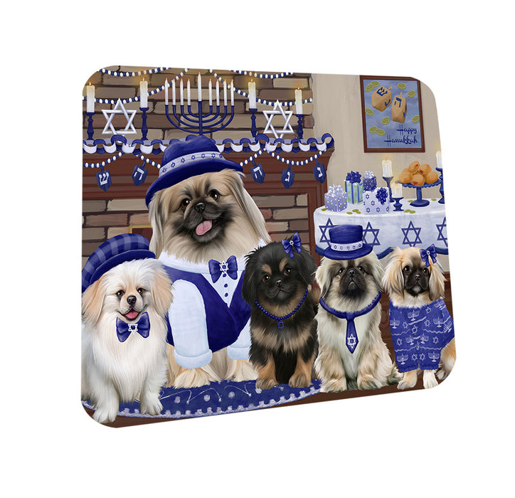 Happy Hanukkah Family Pekingese Dogs Coasters Set of 4 CST57232
