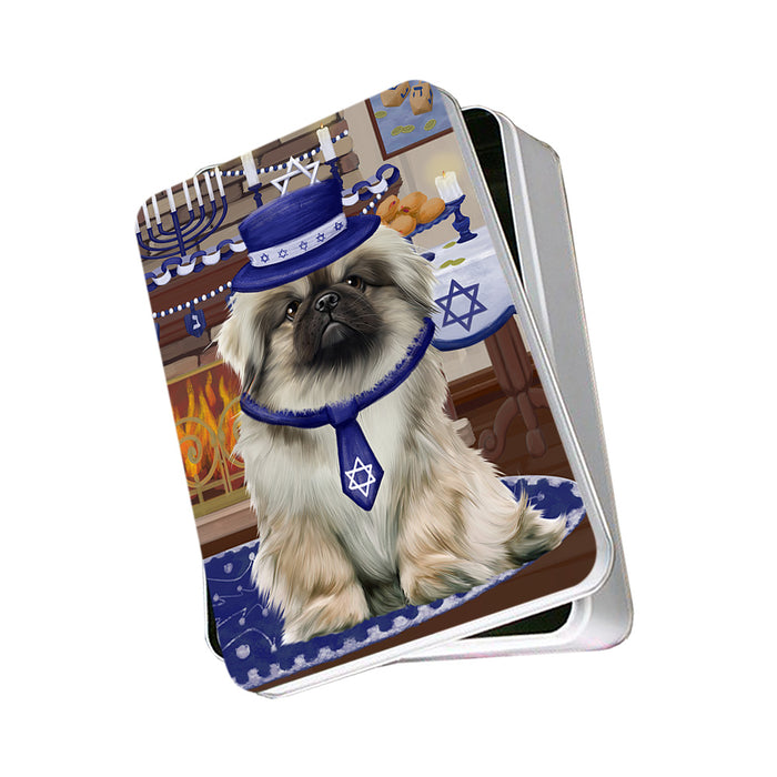 Happy Hanukkah Pekingese Dogs Photo Storage Tin PITN57430