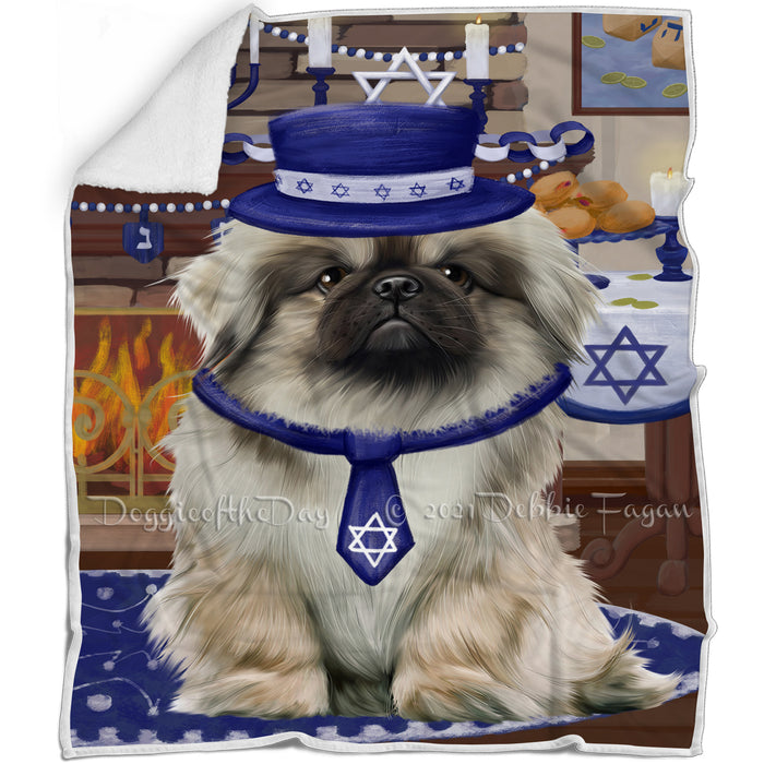 Happy Hanukkah Pekingese Dog Blanket BLNKT144010