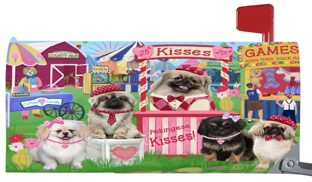 Carnival Kissing Booth Pekingese Dogs Magnetic Mailbox Cover Both Sides Pet Theme Printed Decorative Letter Box Wrap Case Postbox Thick Magnetic Vinyl Material