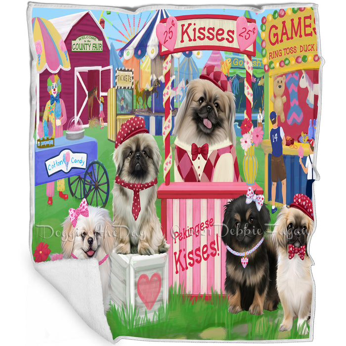 Carnival Kissing Booth Pekingeses Dog Blanket BLNKT122619