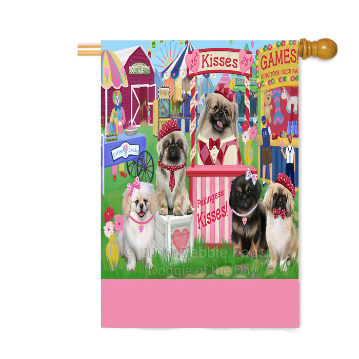 Personalized Carnival Kissing Booth Pekingese Dogs Custom House Flag FLG63624