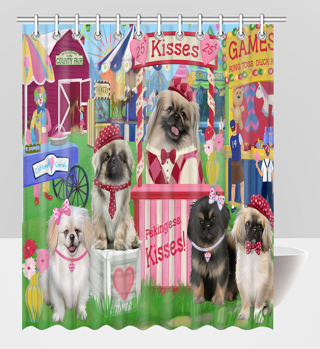 Carnival Kissing Booth Pekingese Dogs Shower Curtain