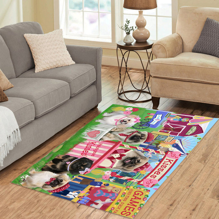Carnival Kissing Booth Pekingese Dogs Area Rug