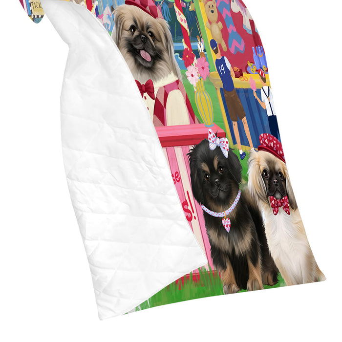 Carnival Kissing Booth Pekingese Dogs Quilt