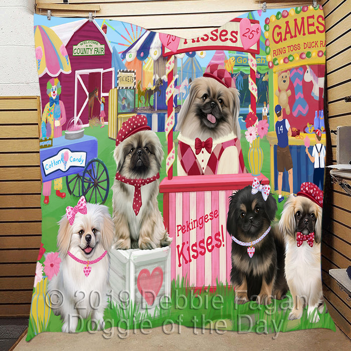 Carnival Kissing Booth Pekingese Dogs Quilt