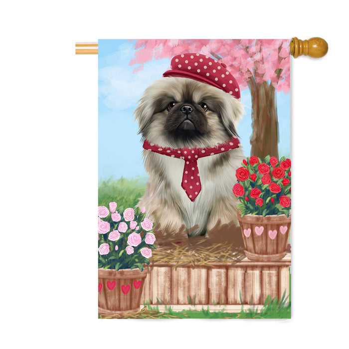 Personalized Rosie 25 Cent Kisses Pekingese Dog Custom House Flag FLG64902