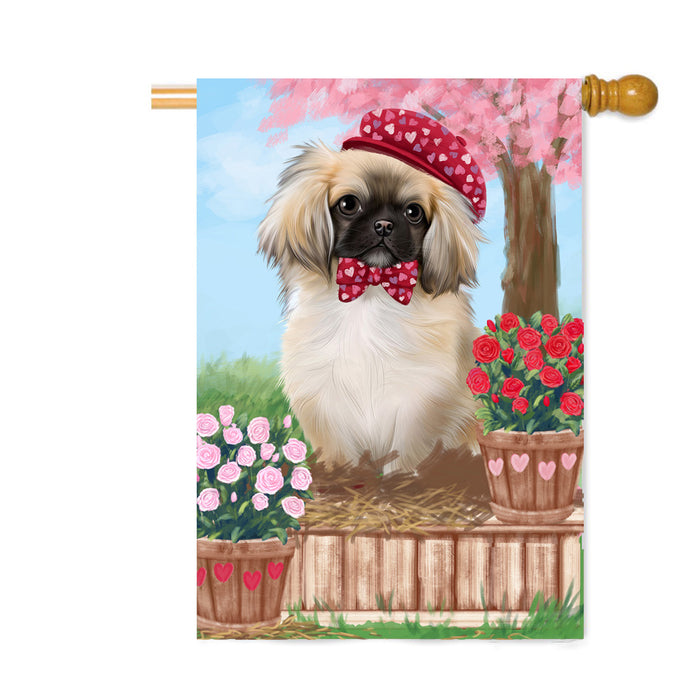 Personalized Rosie 25 Cent Kisses Pekingese Dog Custom House Flag FLG64903