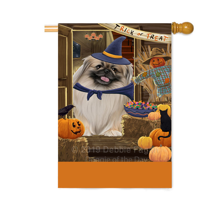 Personalized Enter at Own Risk Trick or Treat Halloween Pekingese Dog Custom House Flag FLG-DOTD-A59709