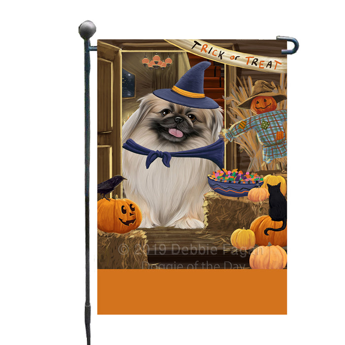 Personalized Enter at Own Risk Trick or Treat Halloween Pekingese Dog Custom Garden Flags GFLG-DOTD-A59653