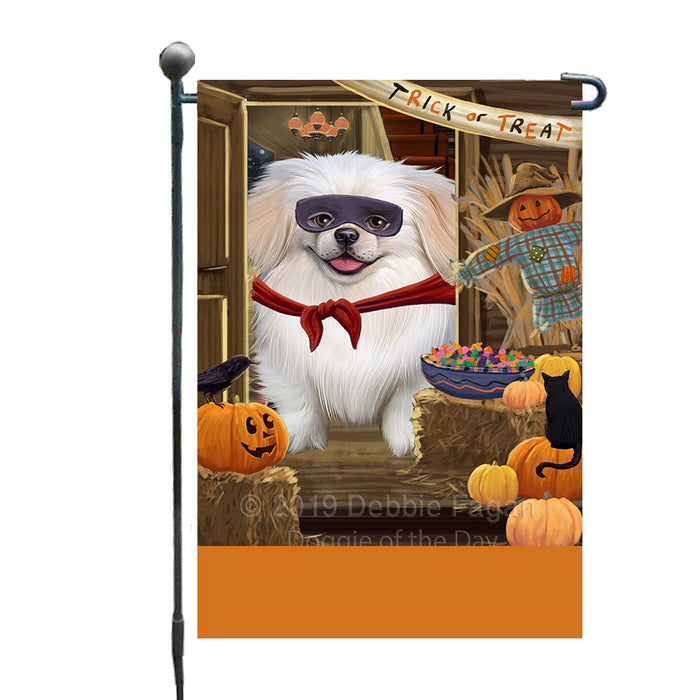 Personalized Enter at Own Risk Trick or Treat Halloween Pekingese Dog Custom Garden Flags GFLG-DOTD-A59655