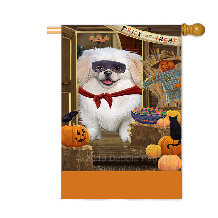 Personalized Enter at Own Risk Trick or Treat Halloween Pekingese Dog Custom House Flag FLG-DOTD-A59711