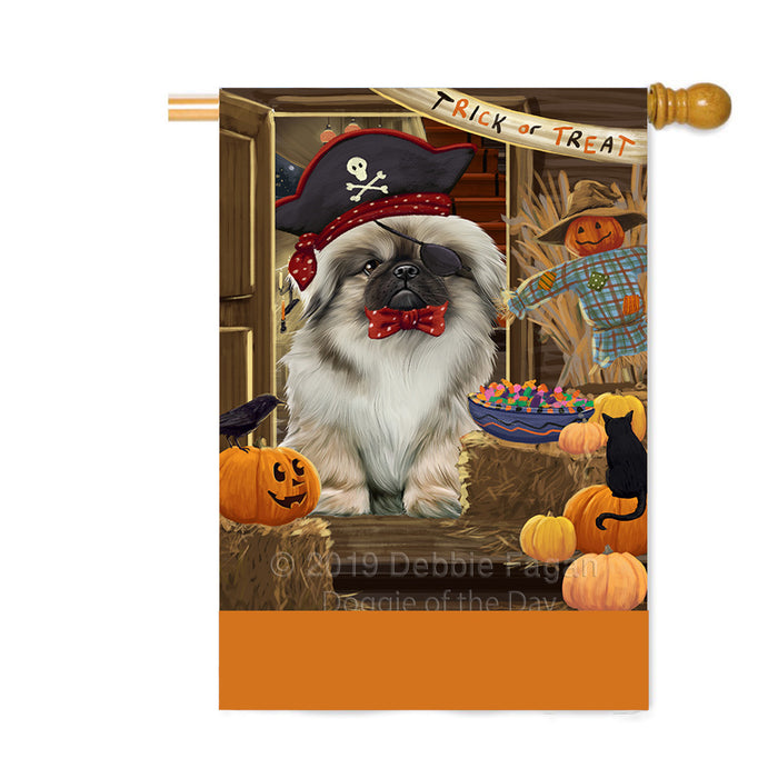 Personalized Enter at Own Risk Trick or Treat Halloween Pekingese Dog Custom House Flag FLG-DOTD-A59712