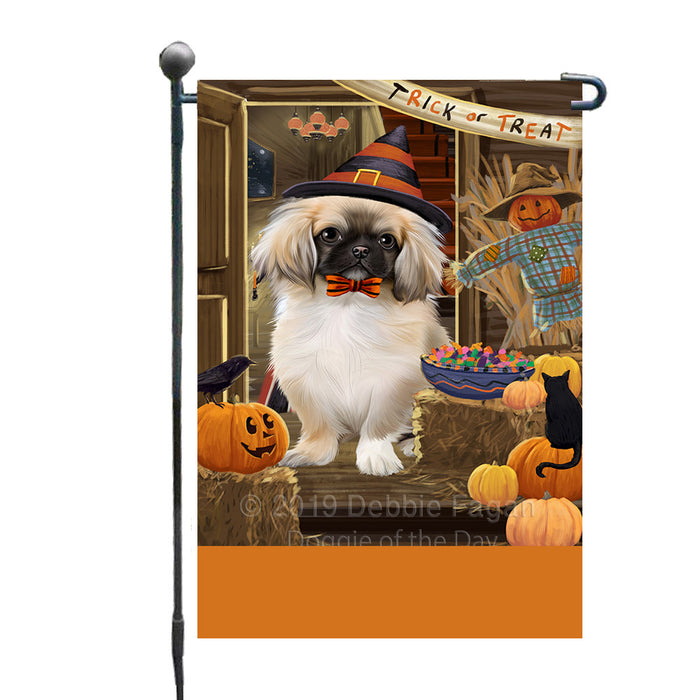 Personalized Enter at Own Risk Trick or Treat Halloween Pekingese Dog Custom Garden Flags GFLG-DOTD-A59658