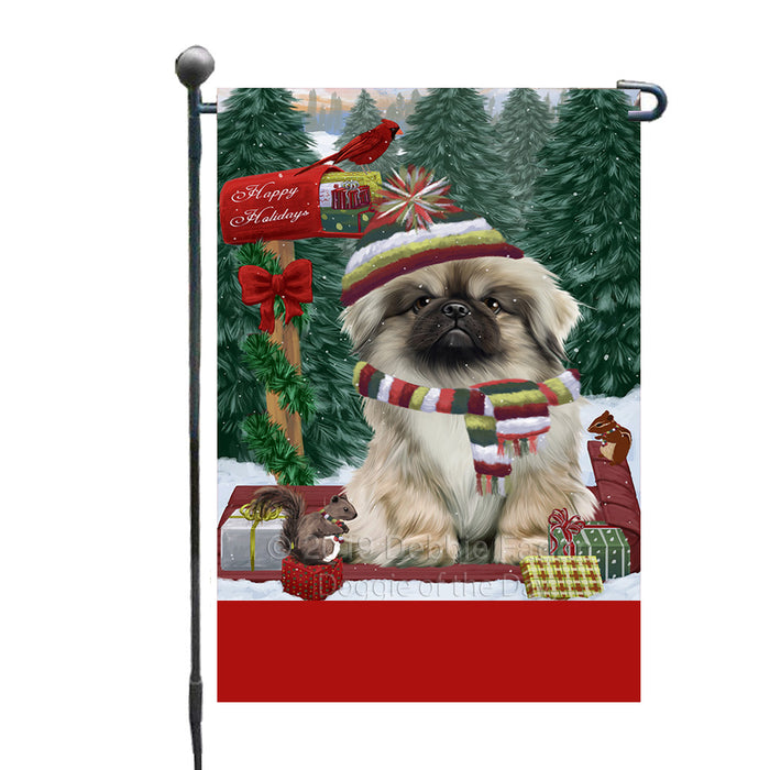 Personalized Merry Christmas Woodland Sled  Pekingese Dog Custom Garden Flags GFLG-DOTD-A61639
