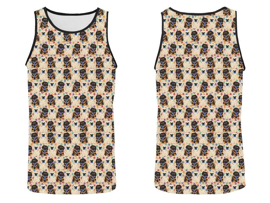 Rainbow Paw Print Pekingese Dogs Blue All Over Print   Men's Tank Top