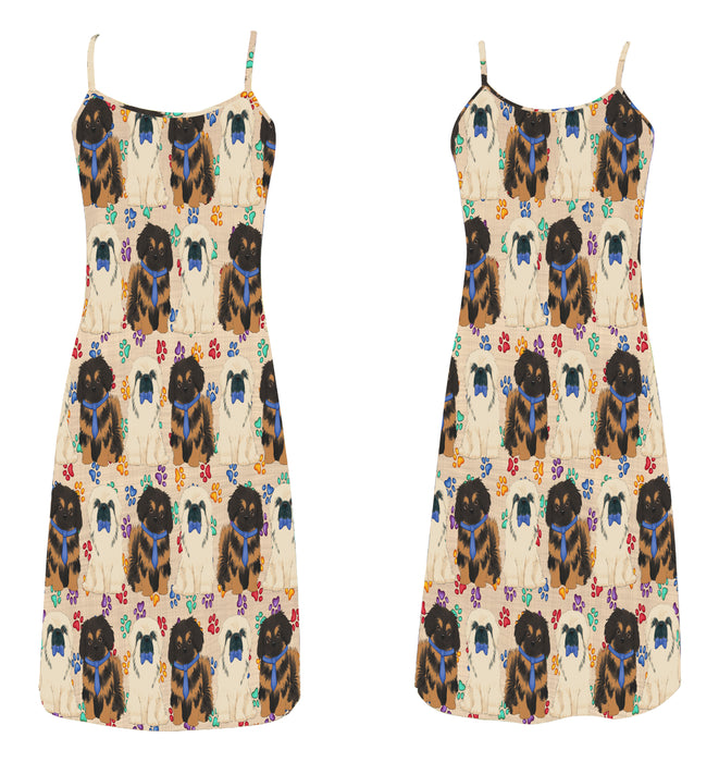 Rainbow Paw Print Pekingese Dogs Blue Alcestis Slip Dress