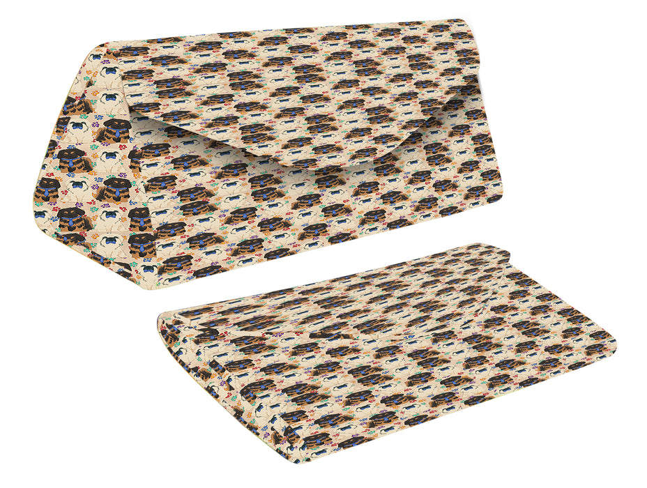 Rainbow Paw Print Pekingese Dogs Blue Foldable Glasses Case