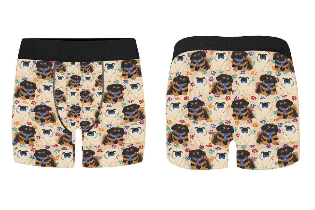 Rainbow Paw Print Pekingese Dogs Blue Men's Classic Boxer Briefs