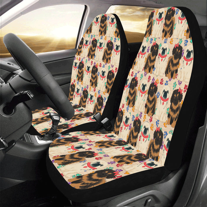 Rainbow Paw Print Pekingese Dogs Red Car Seat Covers (Set of 2)