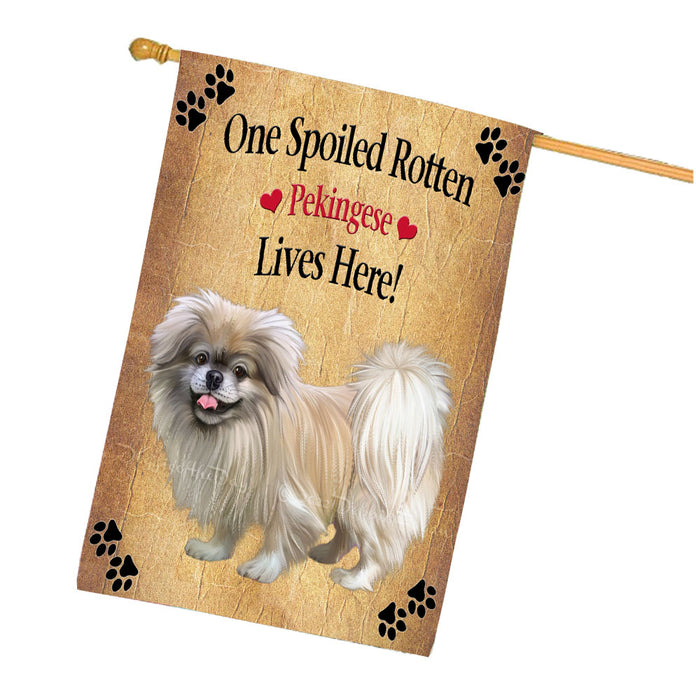 Spoiled Rotten Pekingese Dog House Flag Outdoor Decorative Double Sided Pet Portrait Weather Resistant Premium Quality Animal Printed Home Decorative Flags 100% Polyester FLG68376