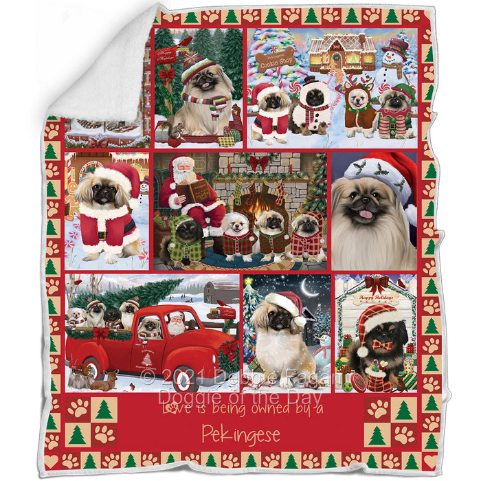 Love is Being Owned Christmas Pekingese Dogs Blanket BLNKT143484