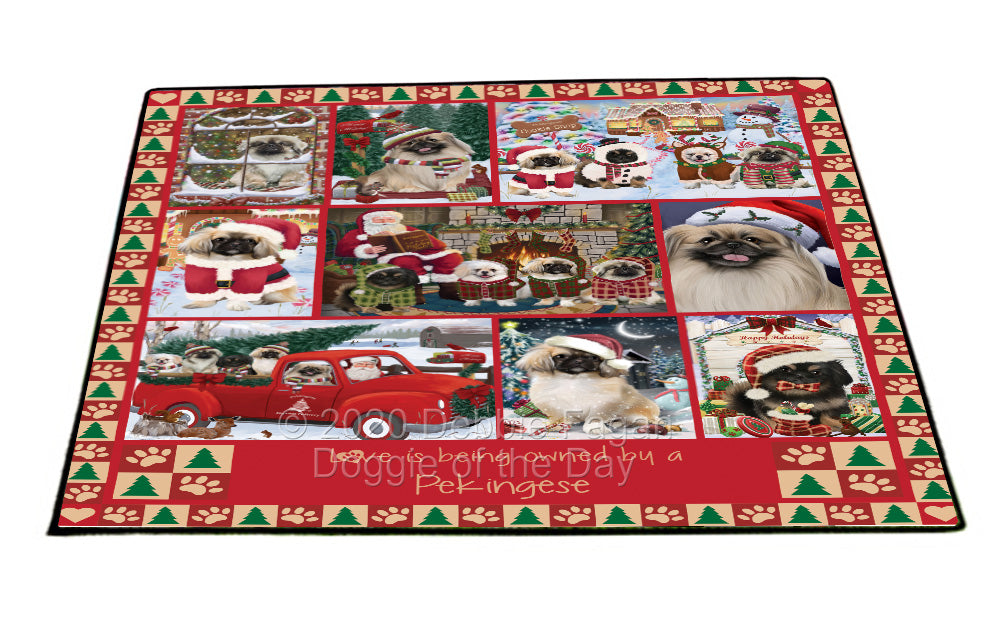 Love is Being Owned Christmas Pekingese Dogs Floormat FLMS54901