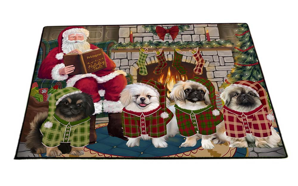 Christmas Cozy Holiday Tails Pekingeses Dog Floormat FLMS52710