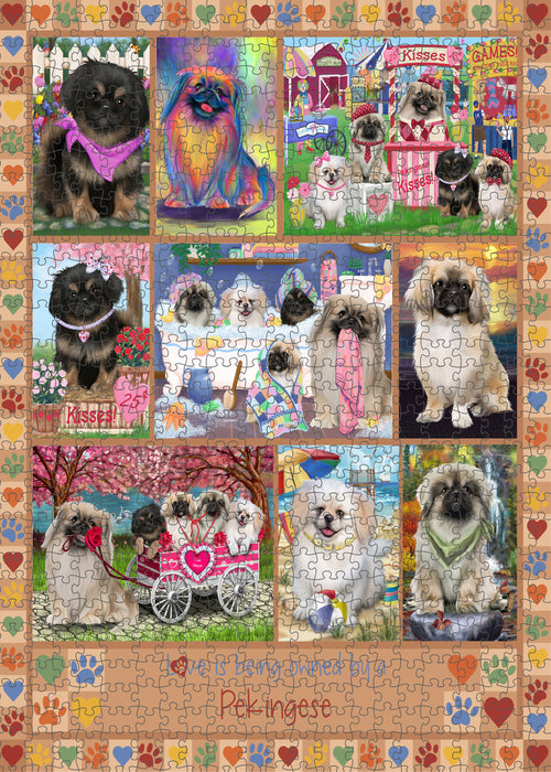 Love is Being Owned Pekingese Dog Beige Puzzle with Photo Tin PUZL98540