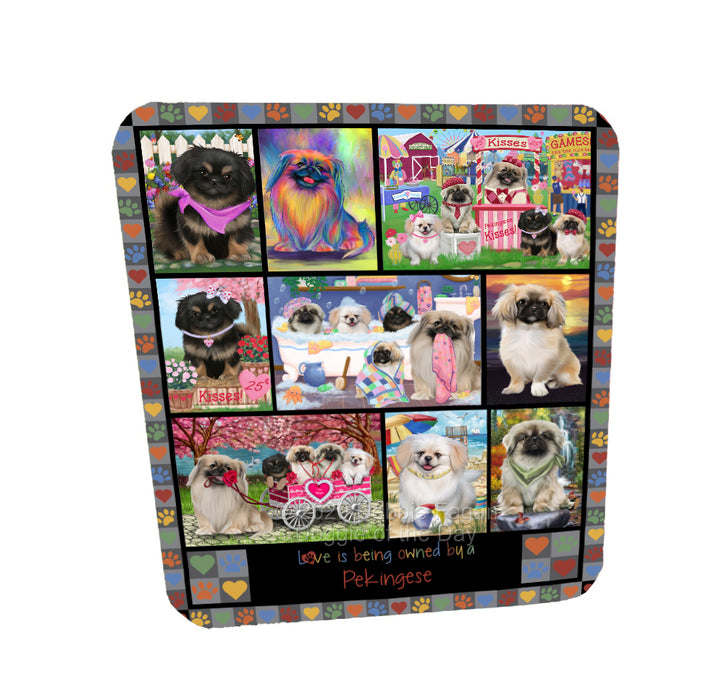 Love is Being Owned Pekingese Dog Grey Coasters Set of 4 CSTA57727