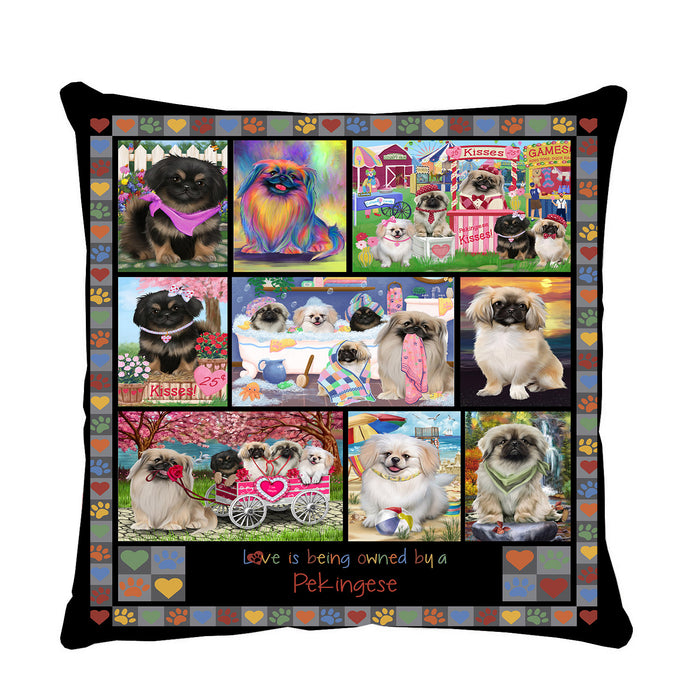 Love is Being Owned Pekingese Dog Grey Pillow PIL84928