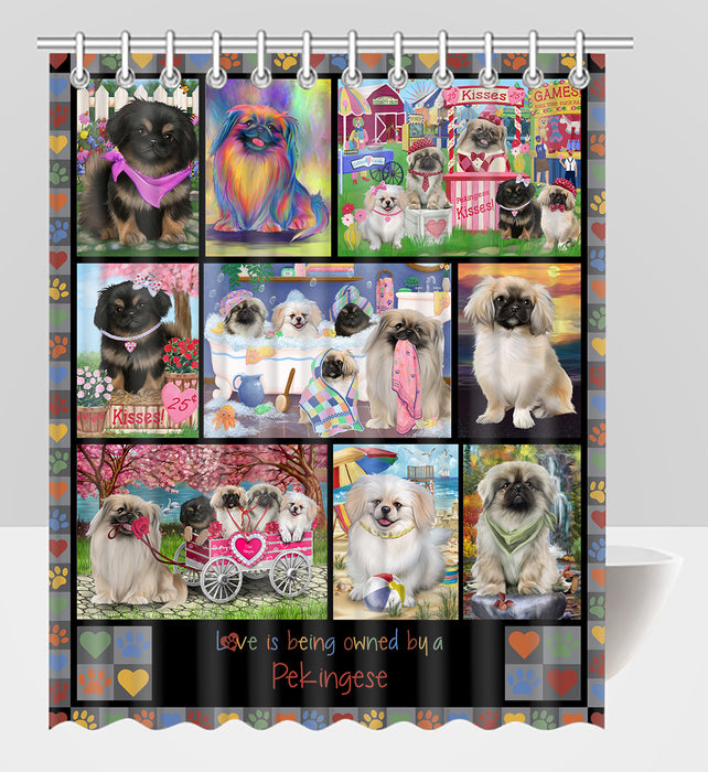 Love is Being Owned Pekingese Dog Grey Shower Curtain