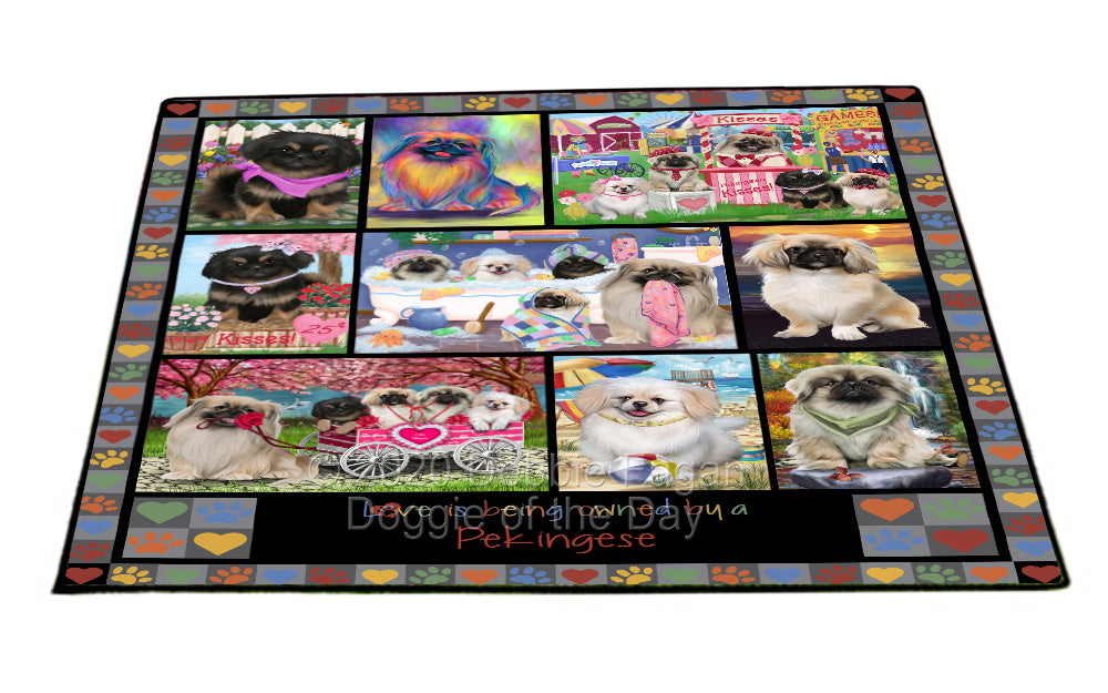 Love is Being Owned Pekingese Dog Grey Floormat FLMS55366