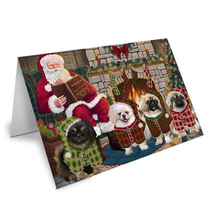 Christmas Cozy Holiday Tails Pekingeses Dog Handmade Artwork Assorted Pets Greeting Cards and Note Cards with Envelopes for All Occasions and Holiday Seasons GCD70634