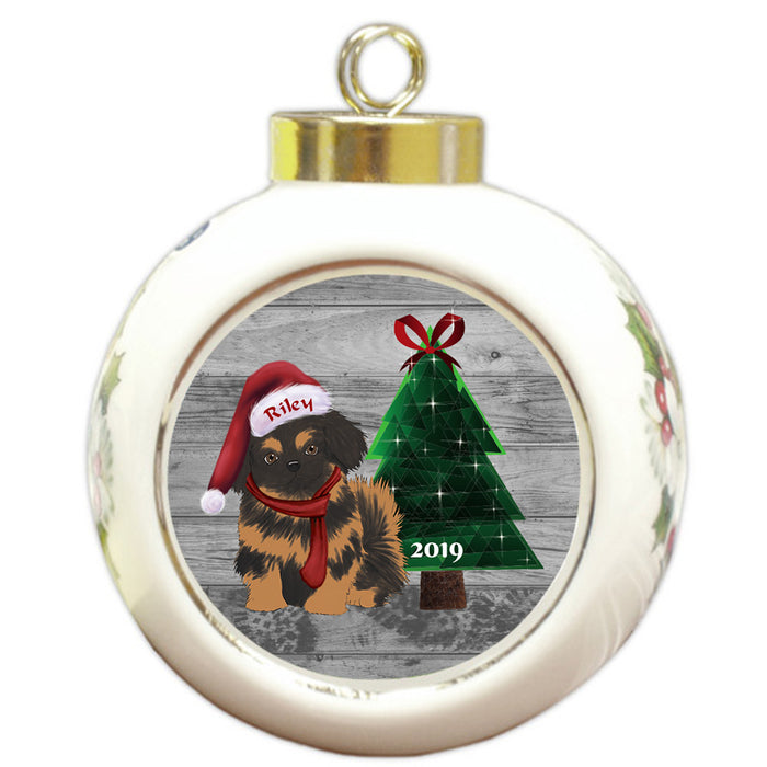 Custom Personalized Pekingese Dog Glassy Classy Christmas Round Ball Ornament