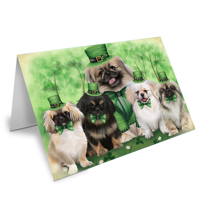 St. Patricks Day Irish Portrait Pekingeses Dog Handmade Artwork Assorted Pets Greeting Cards and Note Cards with Envelopes for All Occasions and Holiday Seasons GCD52031