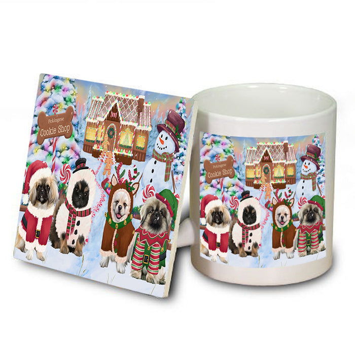 Holiday Gingerbread Cookie Shop Pekingeses Dog Mug and Coaster Set MUC56499