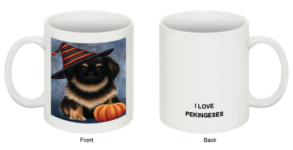 Happy Halloween Pekingese Dog Wearing Witch Hat with Pumpkin Coffee Mug MUG50306