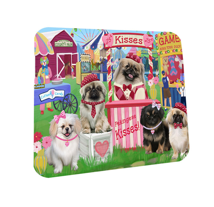 Carnival Kissing Booth Pekingeses Dog Coasters Set of 4 CST55869