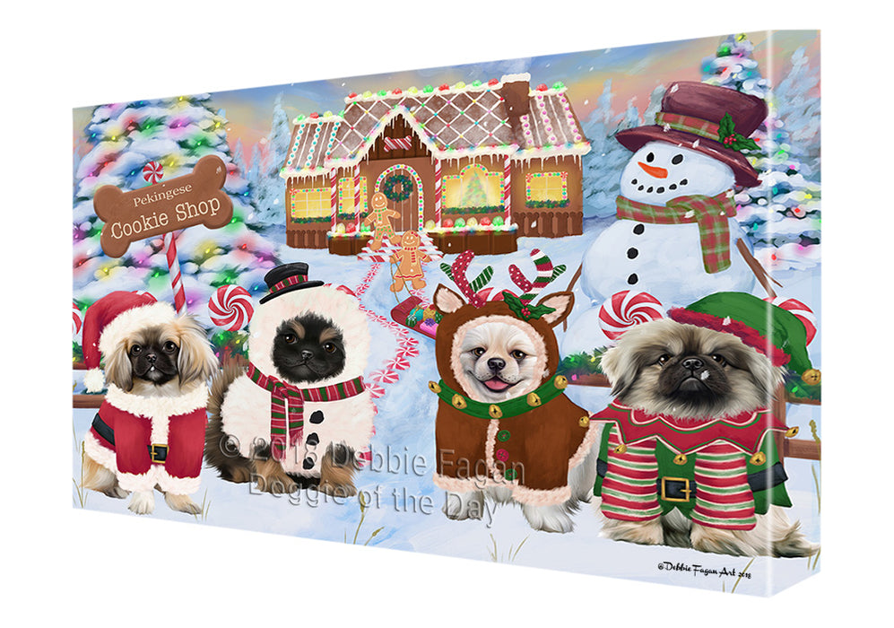Holiday Gingerbread Cookie Shop Pekingeses Dog Canvas Print Wall Art Décor CVS130787